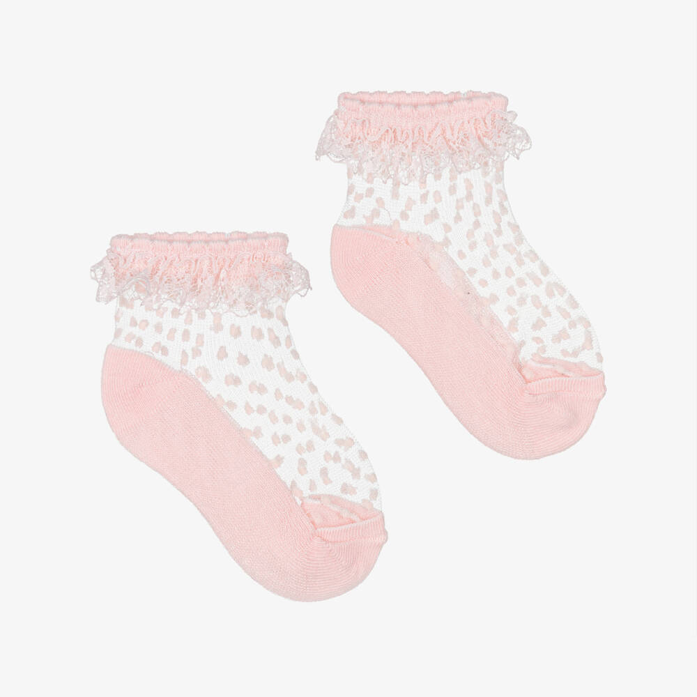 Mayoral-Girls Pink Tulle Socks with Ruffles | Childrensalon