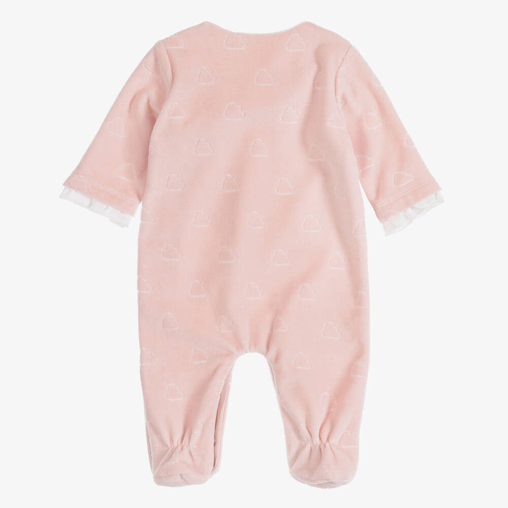 Mayoral Для новорожденных-Girls Pink Velour Cloud Babygrow | Childrensalon