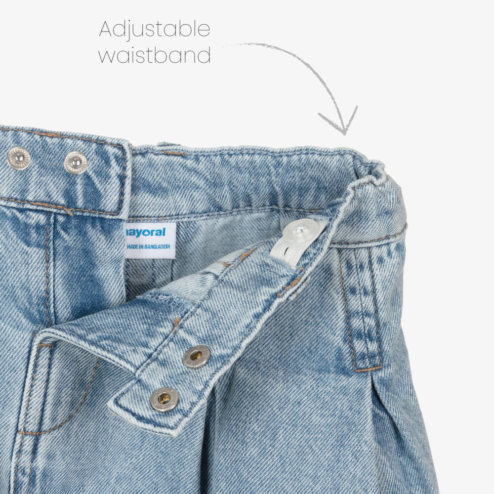 Mayoral-Girls Pleated Blue Denim Skirt | Childrensalon