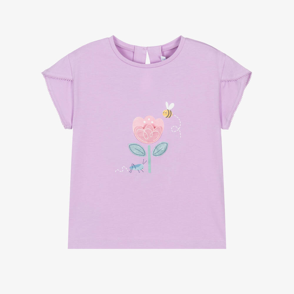 Mayoral-تيشيرت قطن لون بنفسجي للبنات | Childrensalon