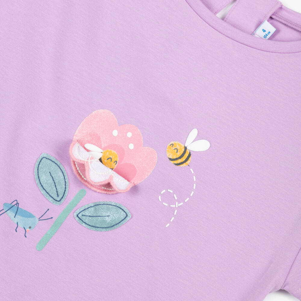 Mayoral-تيشيرت قطن لون بنفسجي للبنات | Childrensalon