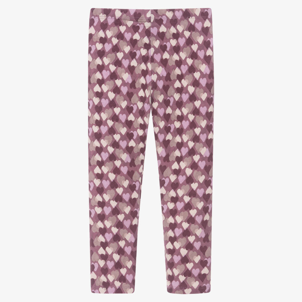 Mayoral-Girls Purple Cotton Heart Print Leggings | Childrensalon