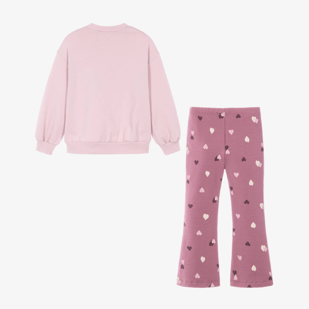 Mayoral-Girls Purple Flared Leggings Set with Heart Print | Childrensalon