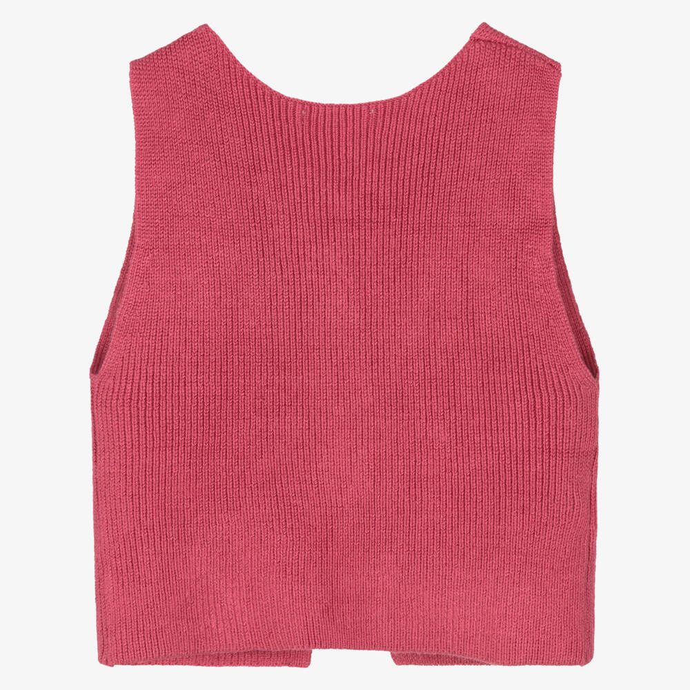 Mayoral-Girls Raspberry Pink Knitted Sleeveless Cardigan | Childrensalon