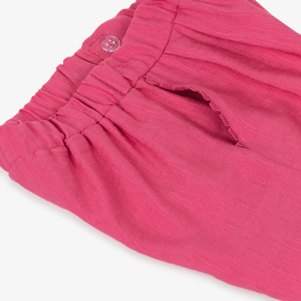 Mayoral-Шорты розовые с кружевной волнистой отделкой для девочек | Childrensalon