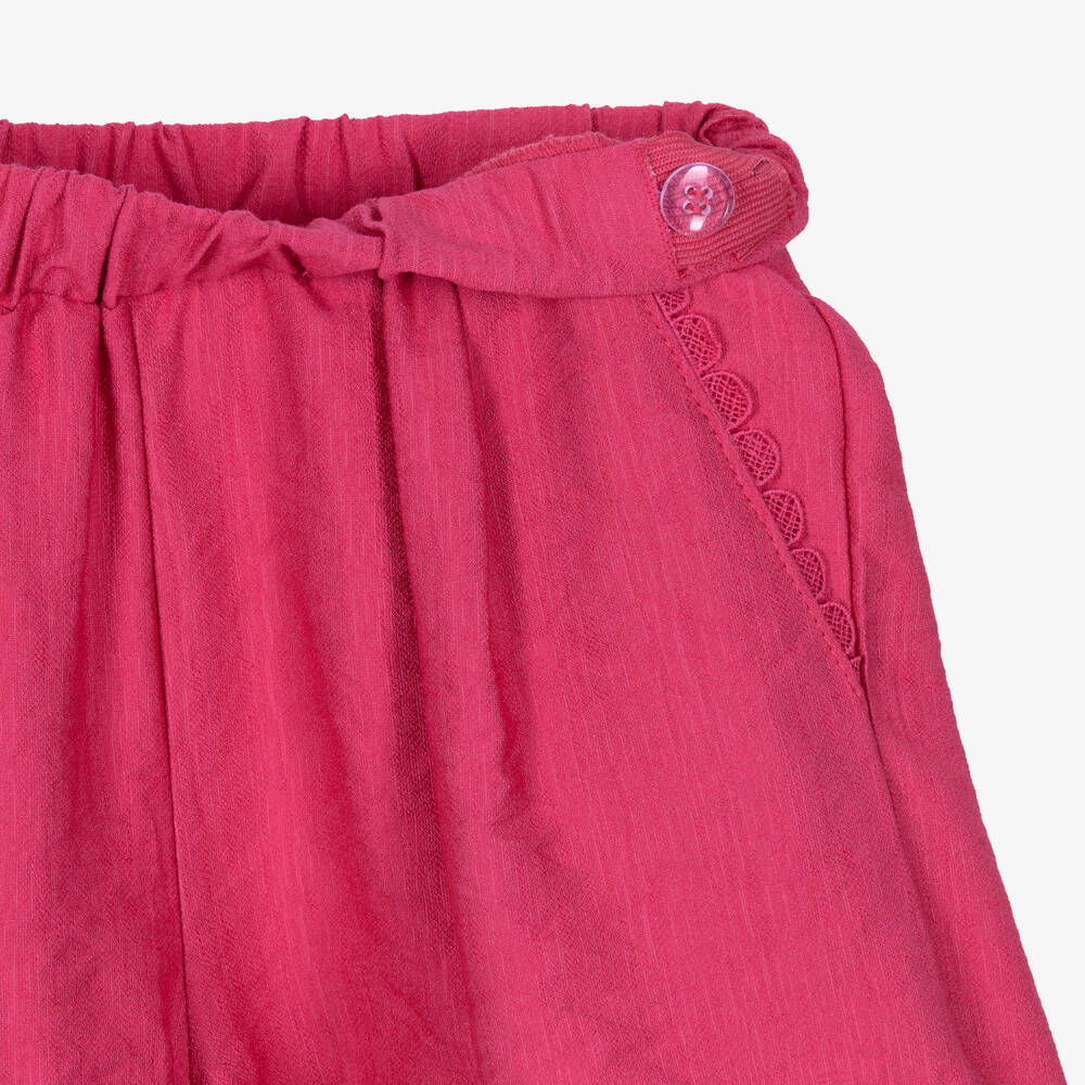Mayoral-Шорты розовые с кружевной волнистой отделкой для девочек | Childrensalon