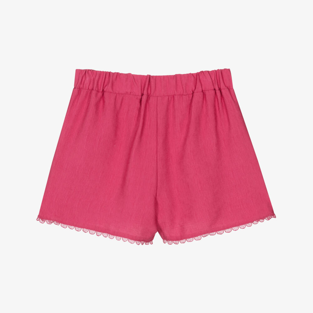 Mayoral-Шорты розовые с кружевной волнистой отделкой для девочек | Childrensalon