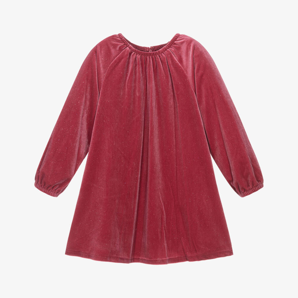 Mayoral-Платье розовое из велюра с блестками и бантом | Childrensalon