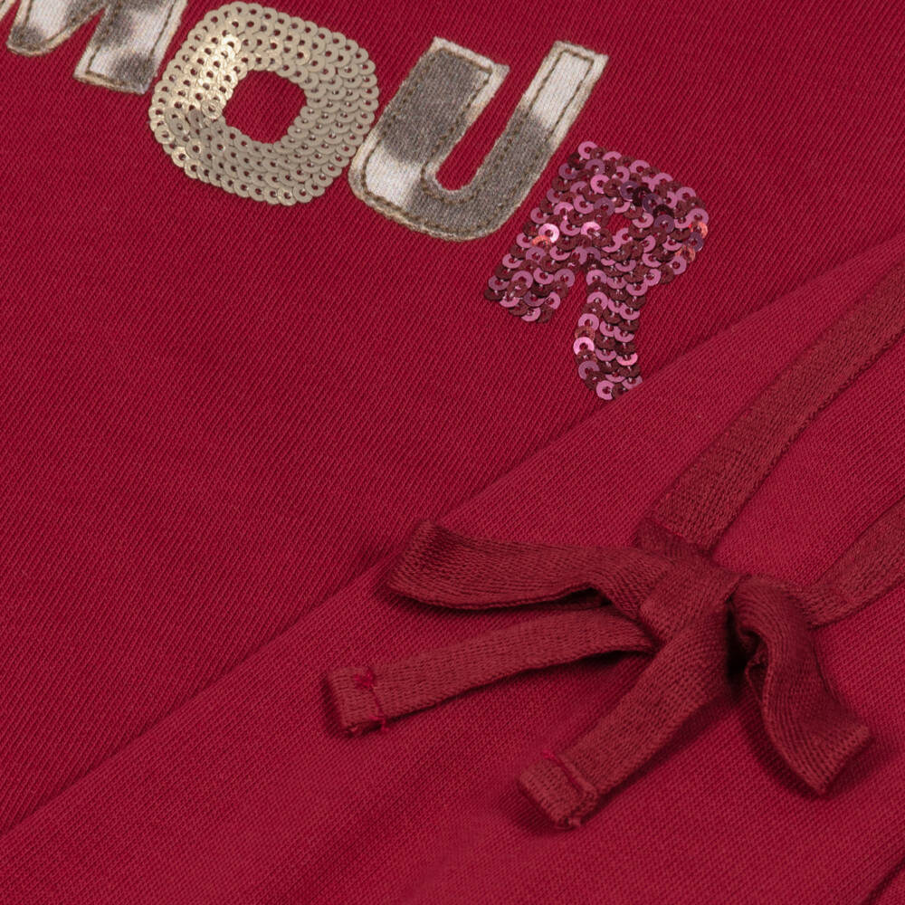 Mayoral-Girls Raspberry Red Cotton Jersey Amour Dress Set | Childrensalon