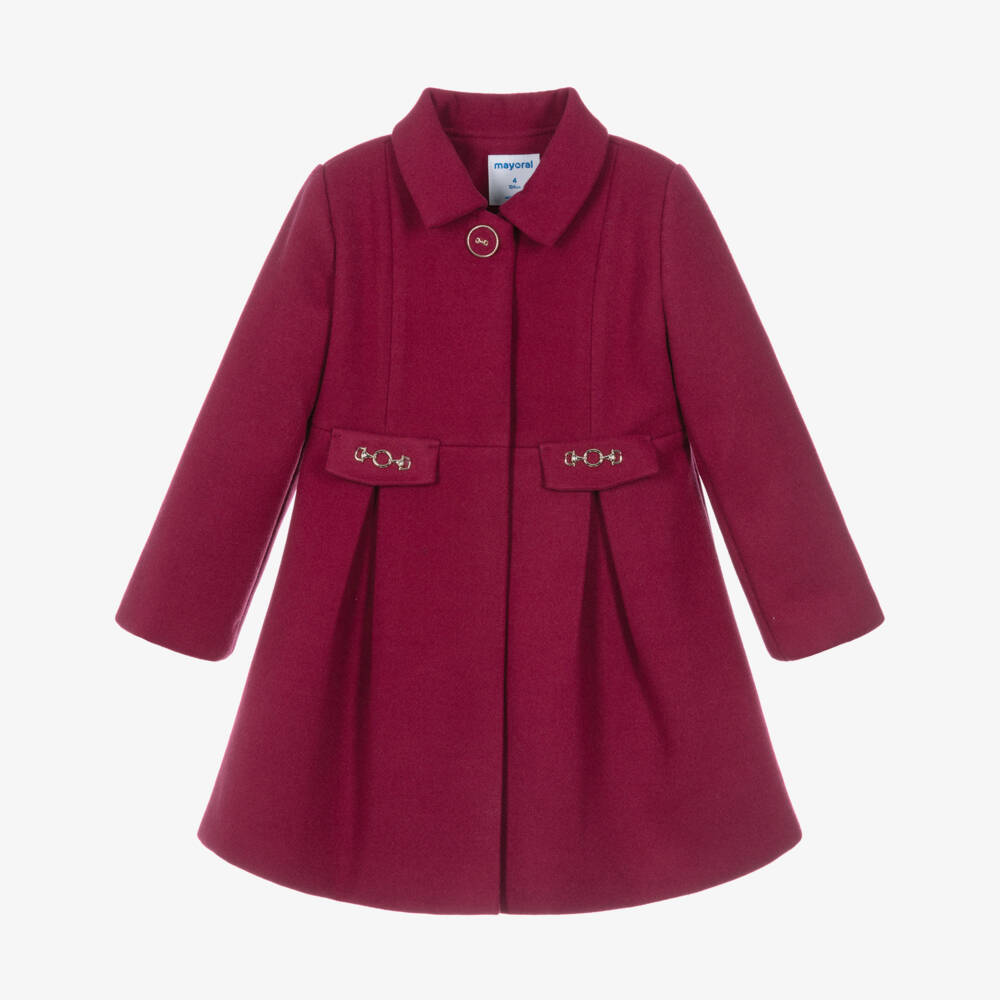 Mayoral-Girls Raspberry Red Traditional Coat | Childrensalon