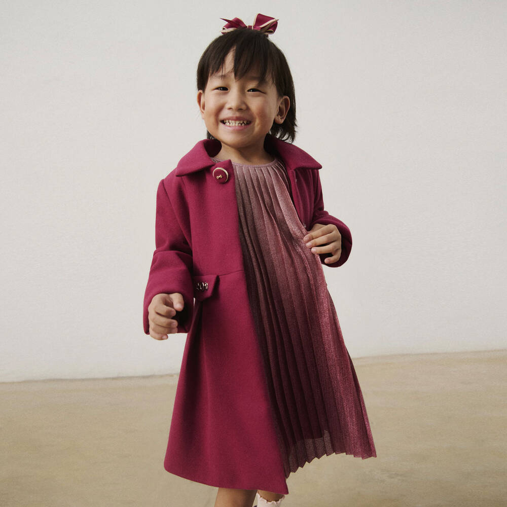 Mayoral-Girls Raspberry Red Traditional Coat | Childrensalon