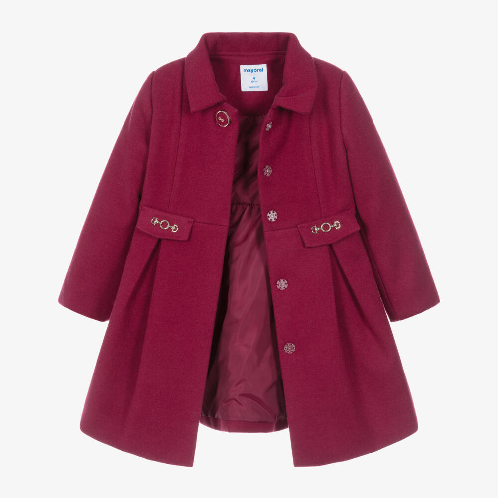 Mayoral-Girls Raspberry Red Traditional Coat | Childrensalon
