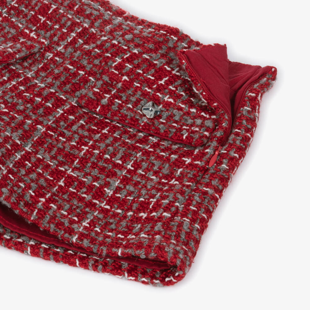 Mayoral-Girls Red Check Tweed Shorts | Childrensalon