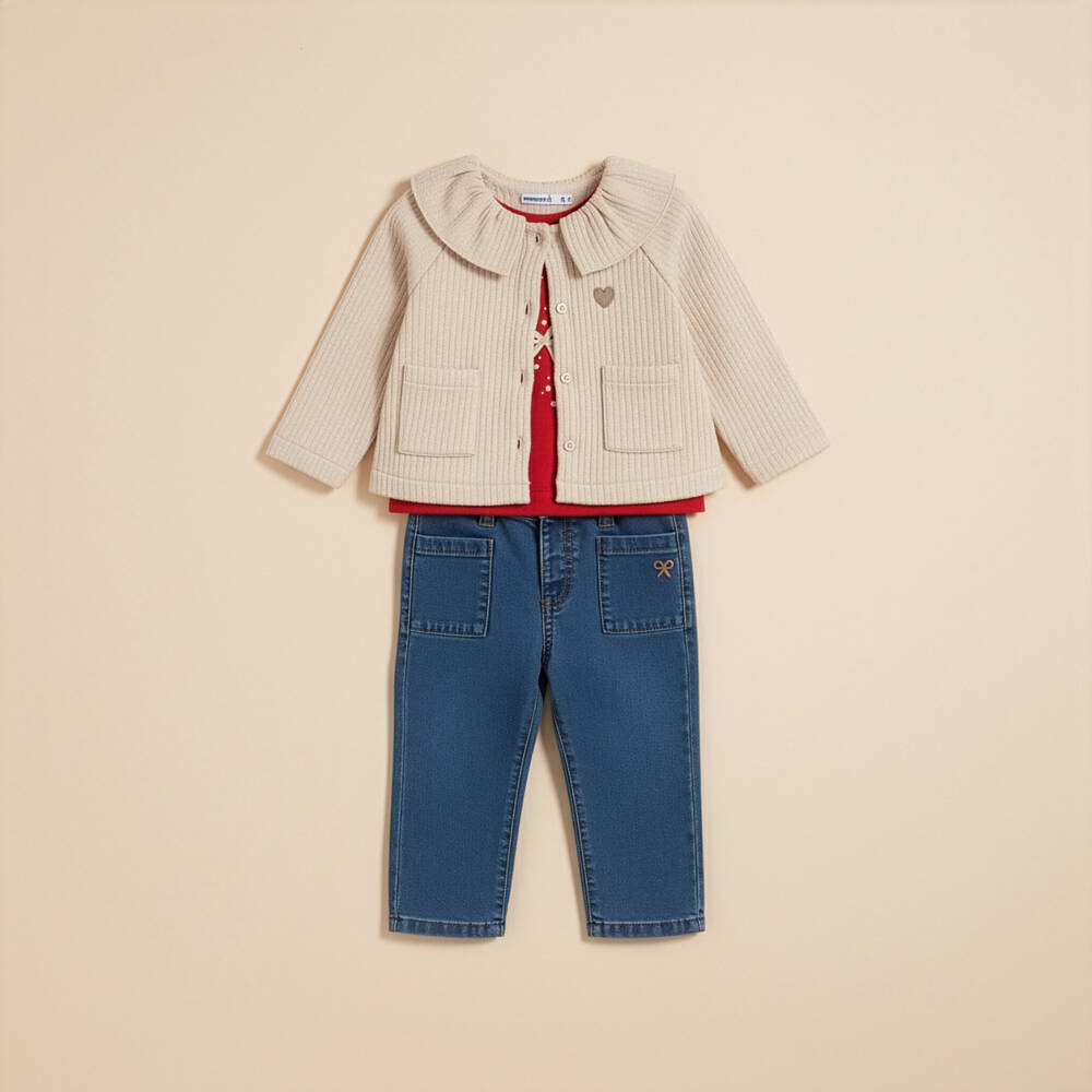 Mayoral-Girls Red Cotton Bow Print Top | Childrensalon