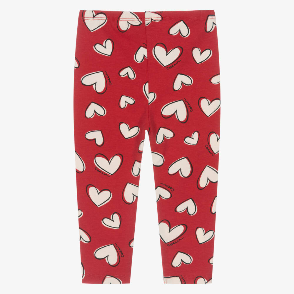 Mayoral-Girls Red Cotton Heart Print Leggings | Childrensalon