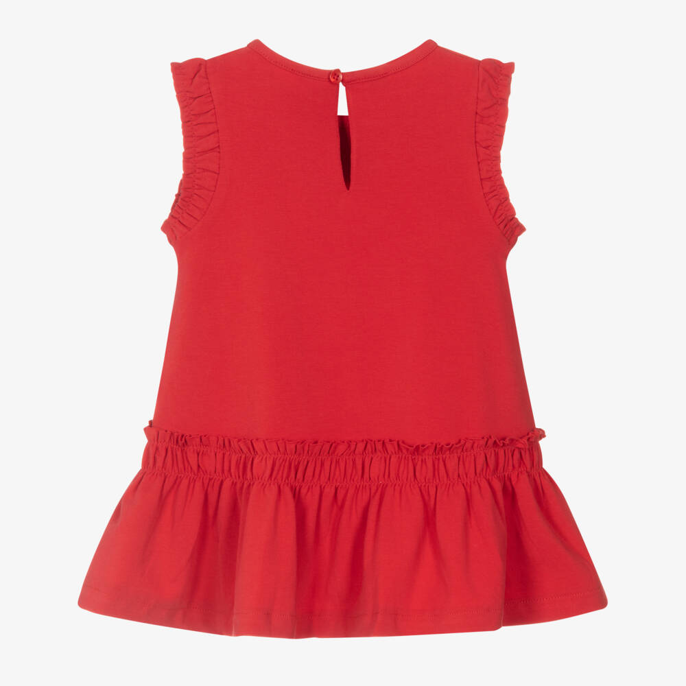 Mayoral-Платье красное из хлопкового трикотажа с ракушками и морскими звездами для девочек | Childrensalon