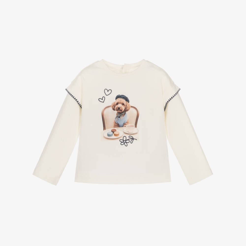 Mayoral-Girls Red Cotton Top with Dog Print | Childrensalon