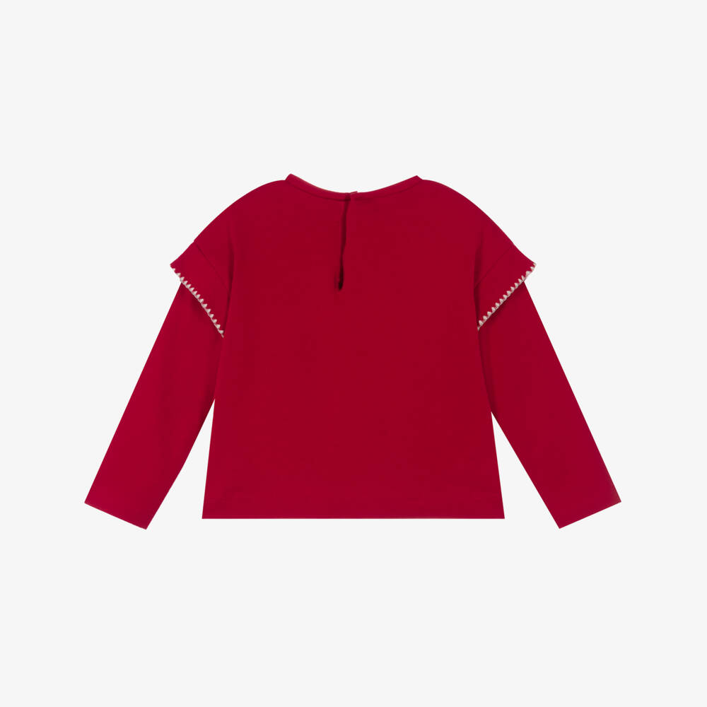 Mayoral-Girls Red Cotton Top with Pastries Print | Childrensalon
