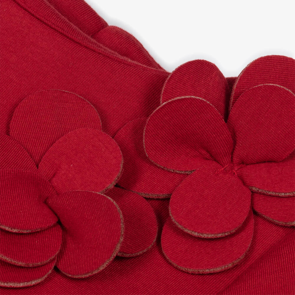 Mayoral-Girls Red Double Jersey Flower Dress | Childrensalon