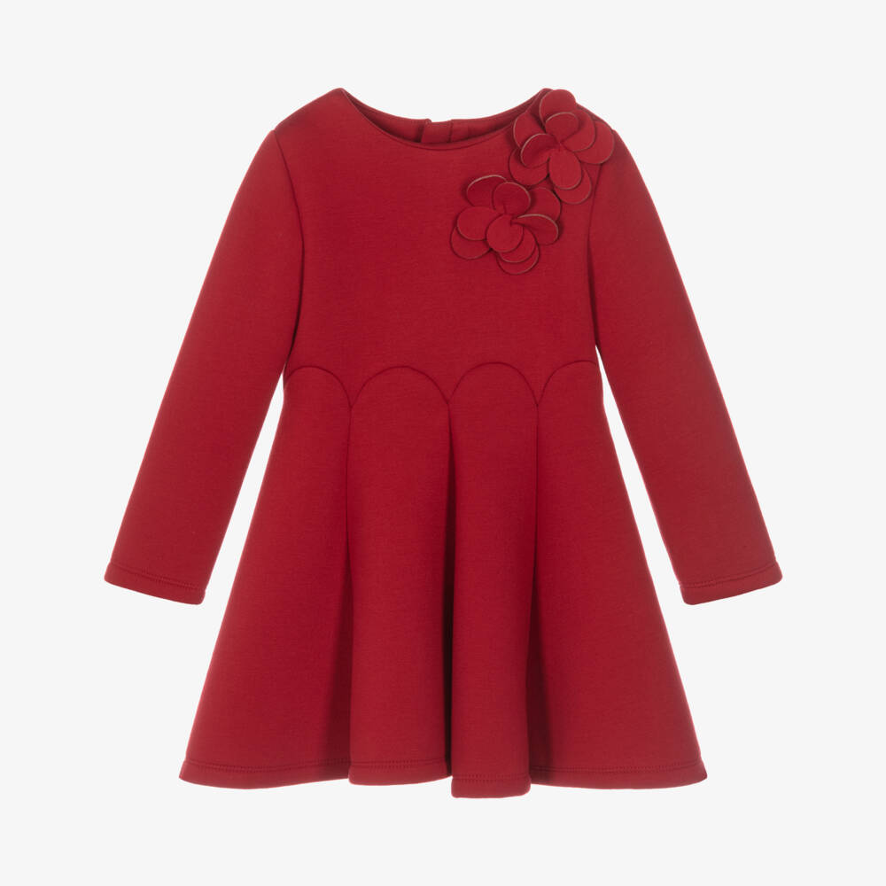 Mayoral-Girls Red Double Jersey Flower Dress | Childrensalon