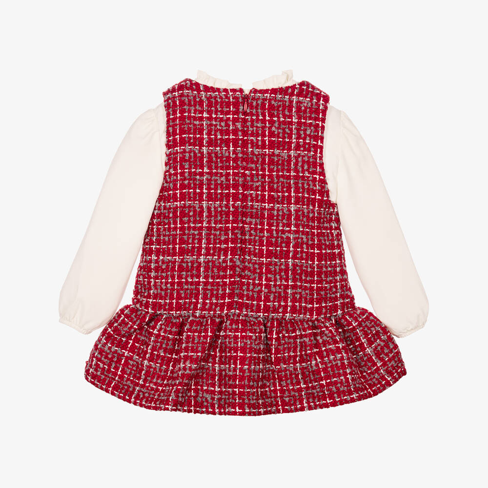 Mayoral-Girls Red & Ivory Tweed Dress | Childrensalon