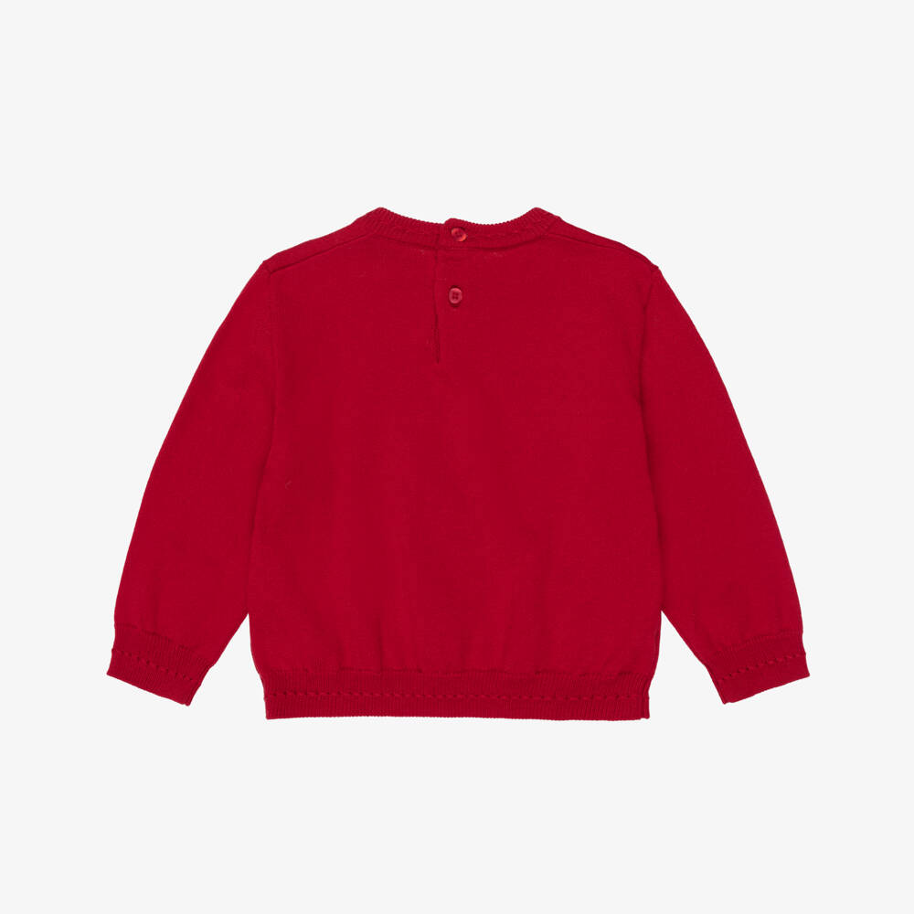Mayoral-Girls Red Light Knit Sweater with Dog Motif | Childrensalon