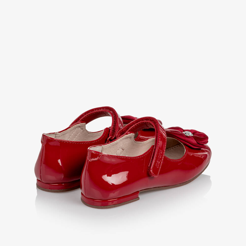 Mayoral-Girls Red Patent Bar Shoes with Embellished Flower | Childrensalon