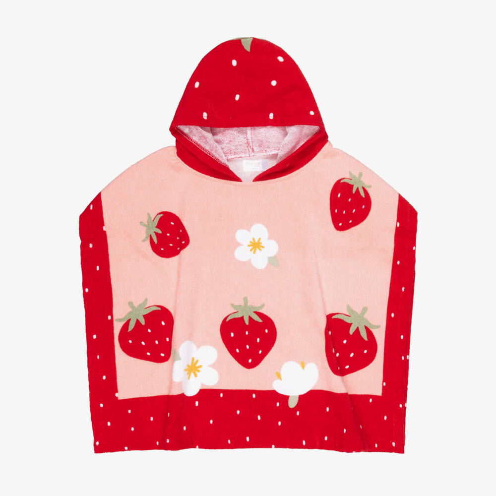 Mayoral Для новорожденных-Girls Red & Pink Strawberries Poncho Towel | Childrensalon