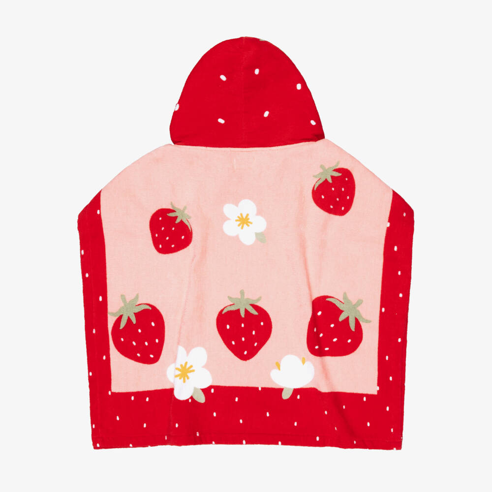Mayoral Для новорожденных-Girls Red & Pink Strawberries Poncho Towel | Childrensalon
