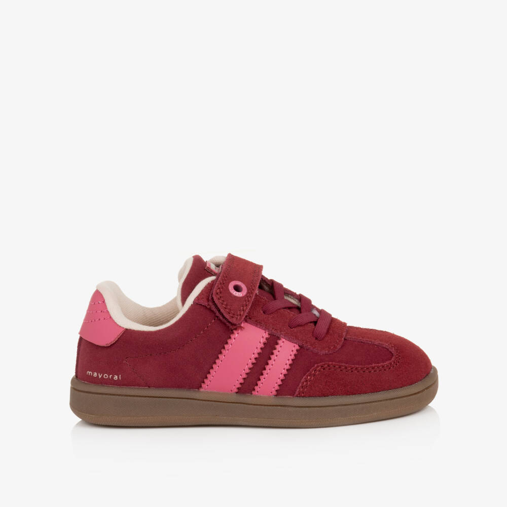 Mayoral-Girls Red & Pink Trainers with Suede Trims | Childrensalon