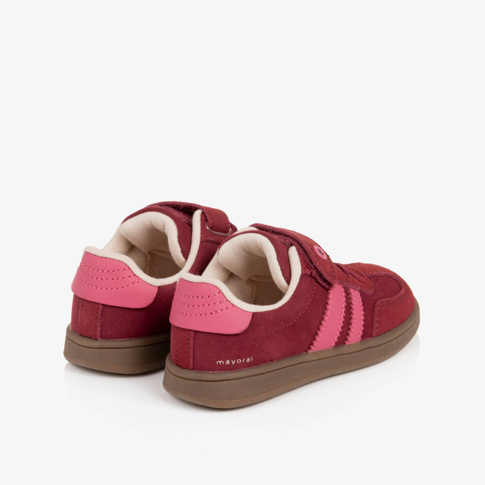 Mayoral-Girls Red & Pink Trainers with Suede Trims | Childrensalon
