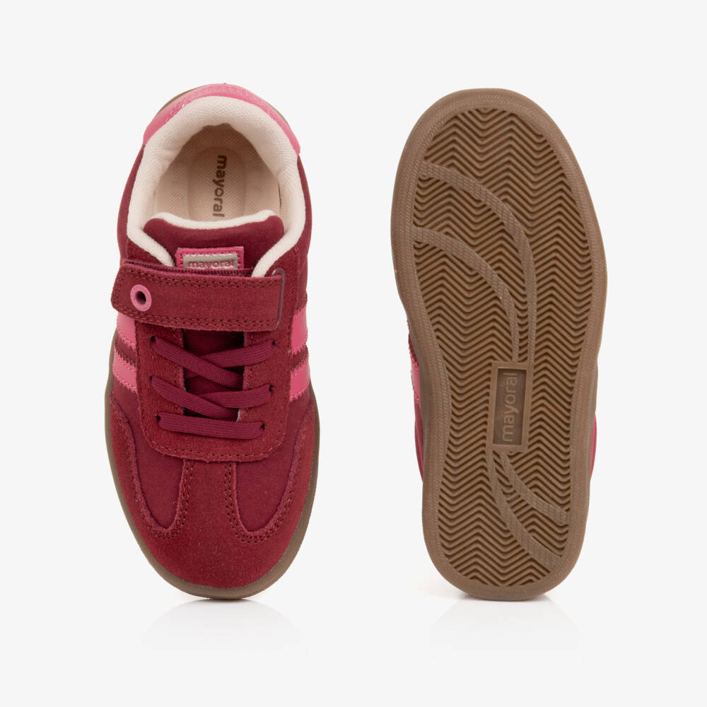 Mayoral-Girls Red & Pink Trainers with Suede Trims | Childrensalon