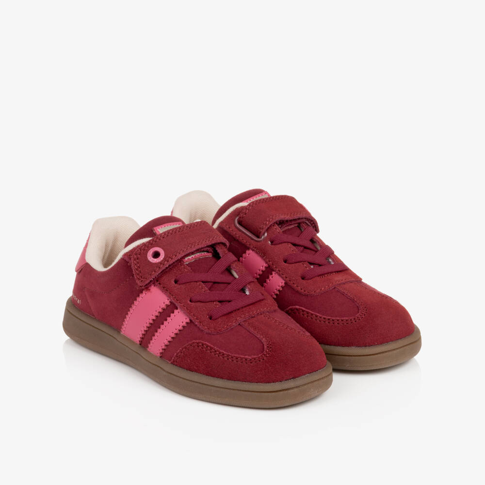 Mayoral-Girls Red & Pink Trainers with Suede Trims | Childrensalon
