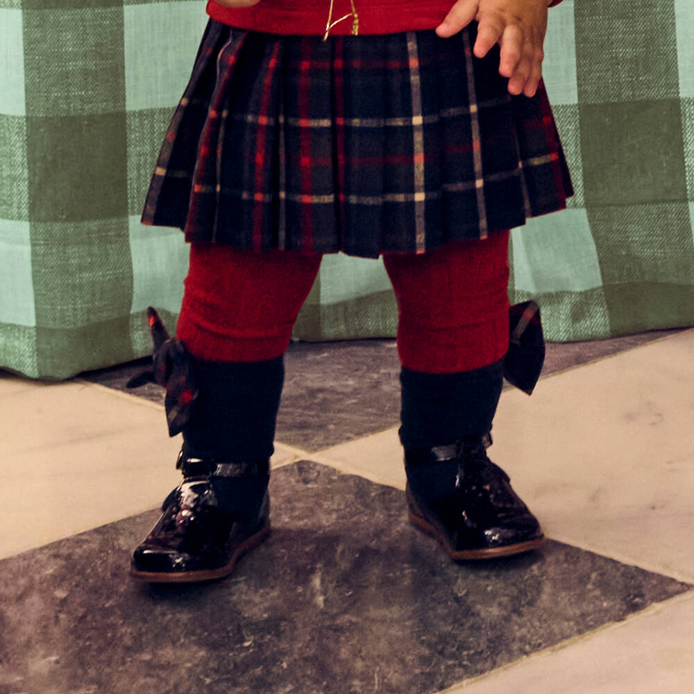 Mayoral-كولون قطن مضلع لون أحمر للبنات الرضع | Childrensalon