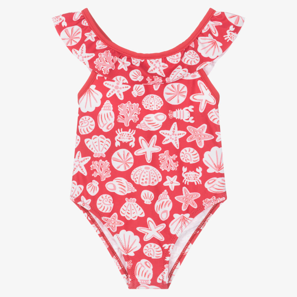 Mayoral-Girls Red Seashell Print Swimsuit | Childrensalon