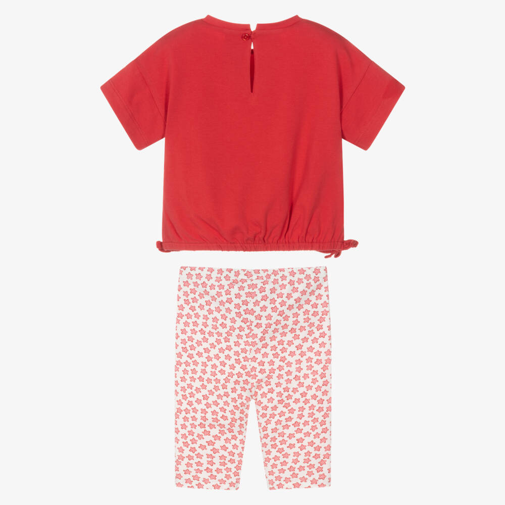 Mayoral-Girls Red Seashells Cotton Jersey Leggings Set | Childrensalon