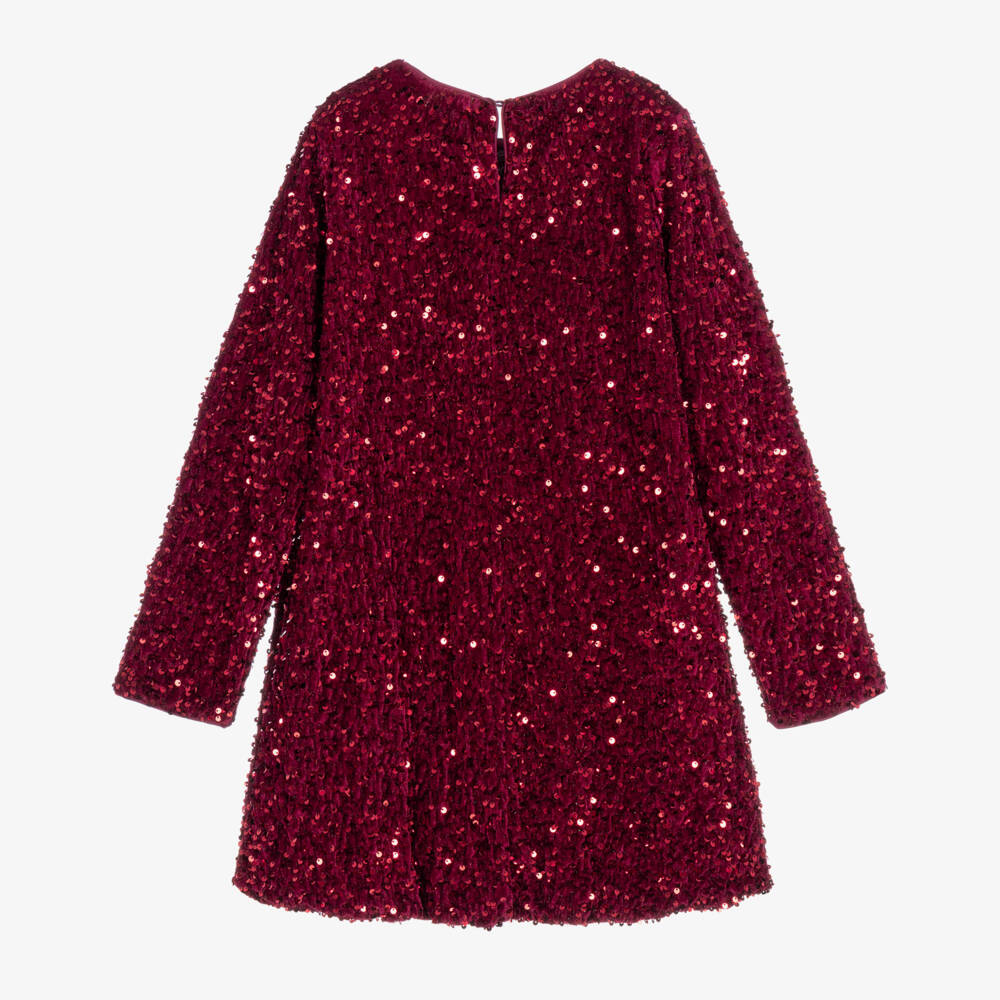 Mayoral-Girls Red Sequinned Velour Dress | Childrensalon