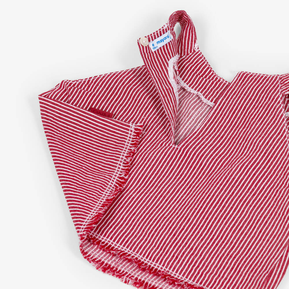 Mayoral-Girls Red Striped Denim Halter Top | Childrensalon