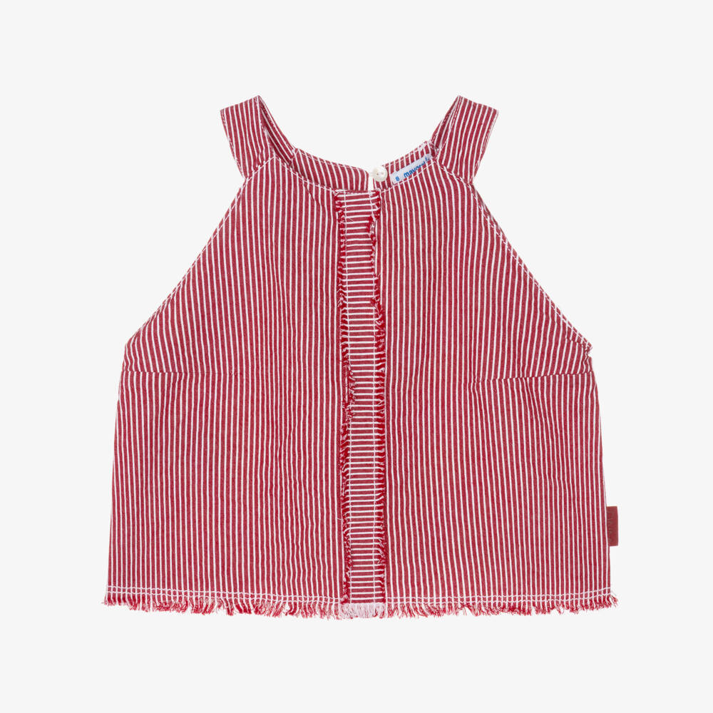 Mayoral-Girls Red Striped Denim Halter Top | Childrensalon