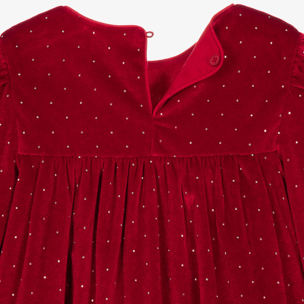 Mayoral-Girls Red Velour Dress Set with Sparkly Diamantés | Childrensalon