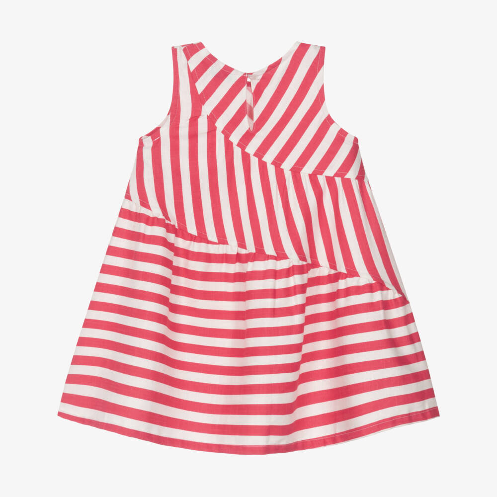 Mayoral-Girls Red & White Dress with Stripes | Childrensalon