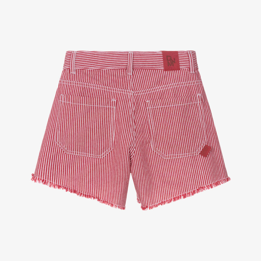 Mayoral-Girls Red & White High Rise Denim Shorts | Childrensalon