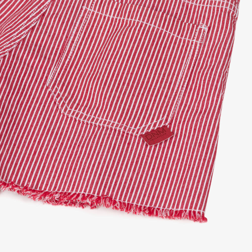 Mayoral-Girls Red & White High Rise Denim Shorts | Childrensalon