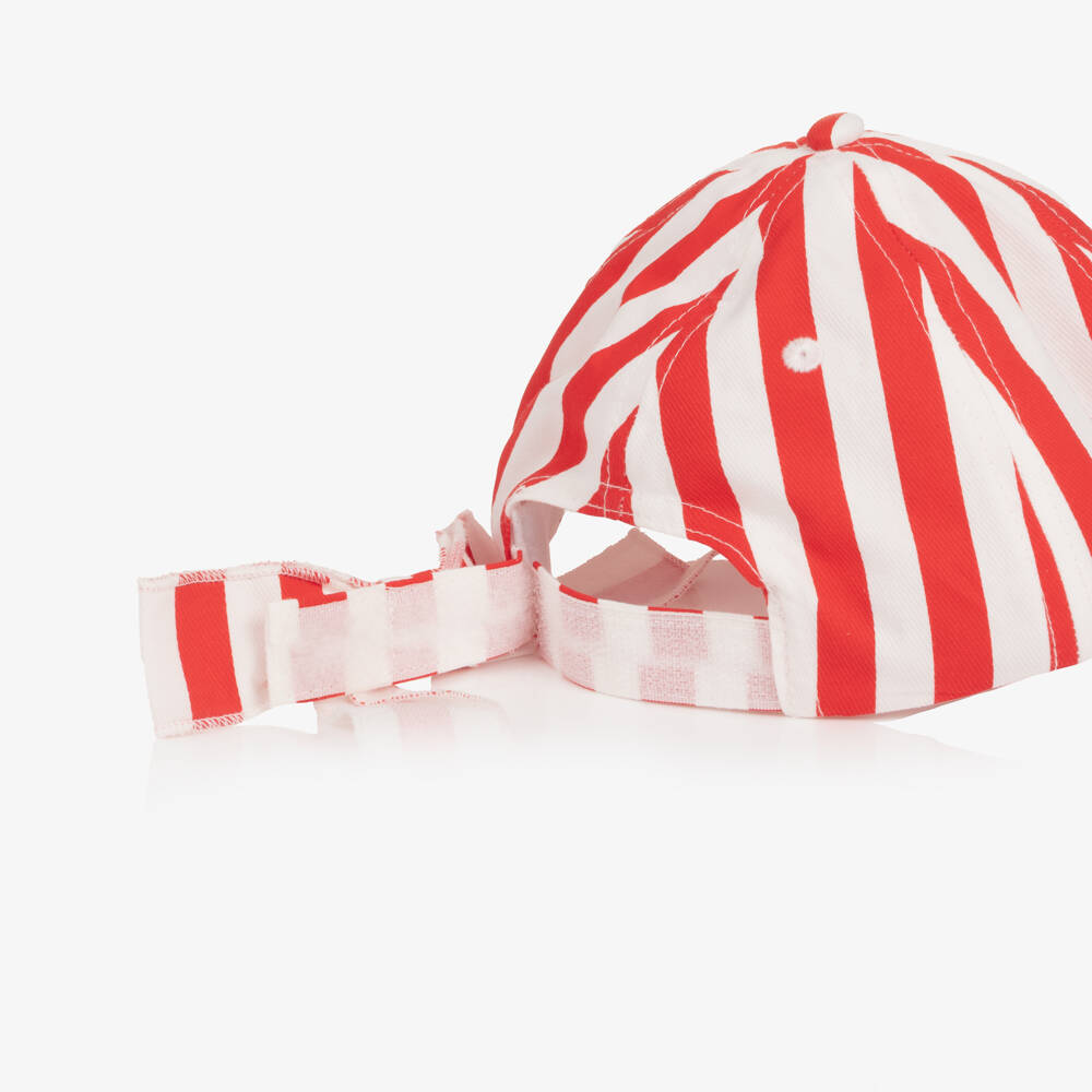 Mayoral-Girls Red & White Striped Cotton Fruit Cap | Childrensalon