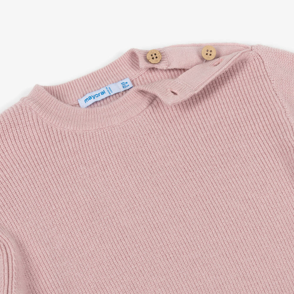 Mayoral-Girls Rose Pink Knitted Trouser Set | Childrensalon