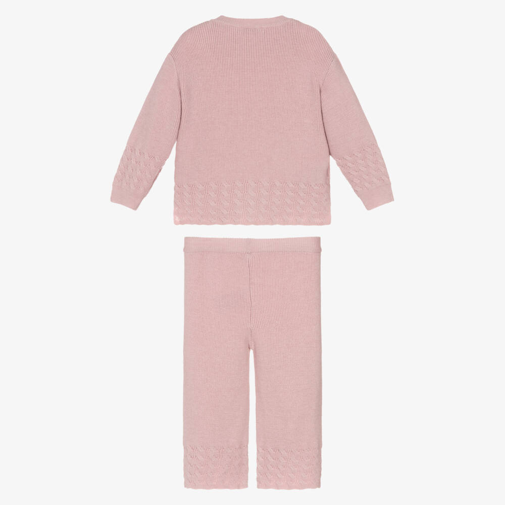 Mayoral-Girls Rose Pink Knitted Trouser Set | Childrensalon
