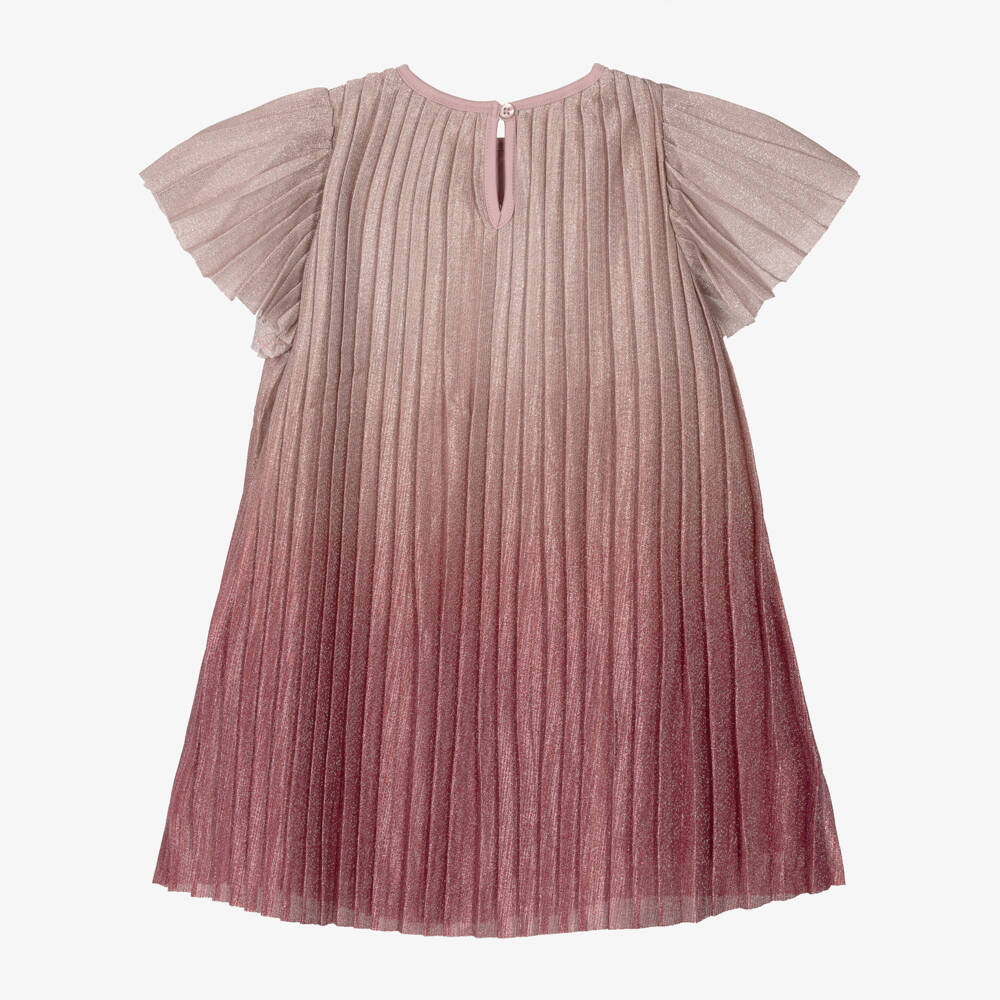 Mayoral-Girls Shimmering Pink Ombré Plissé Dress | Childrensalon