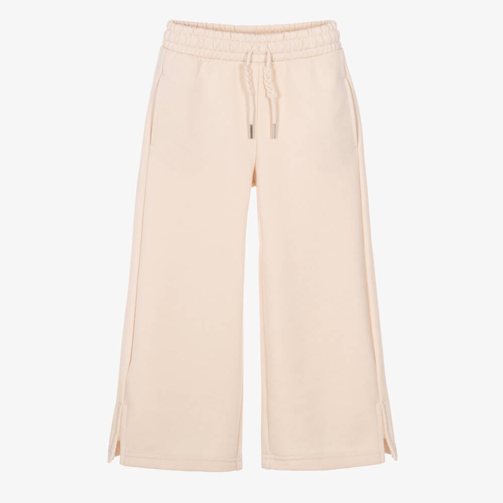 Mayoral-Girls Shimmery Beige Wide Leg Joggers  | Childrensalon