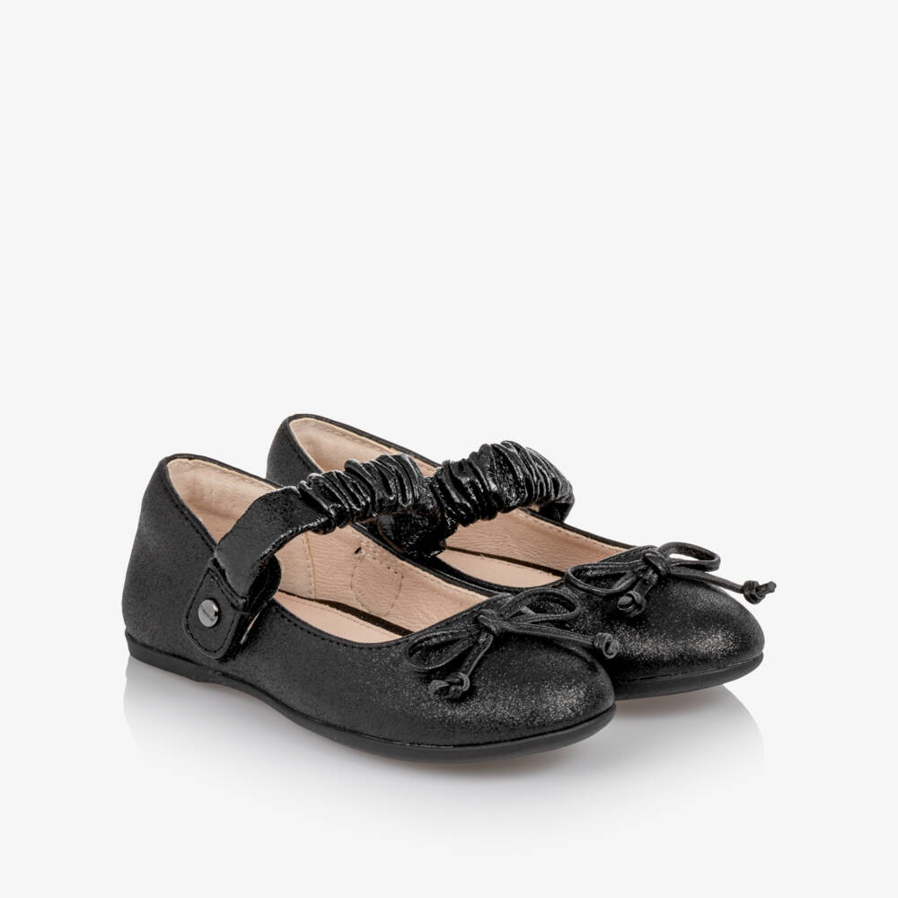 Mayoral-Girls Shimmery Black Faux Leather Shoes | Childrensalon