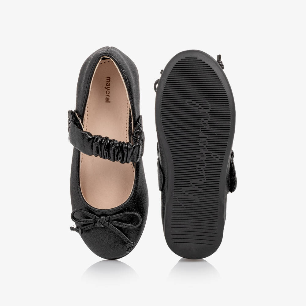 Mayoral-Girls Shimmery Black Faux Leather Shoes | Childrensalon